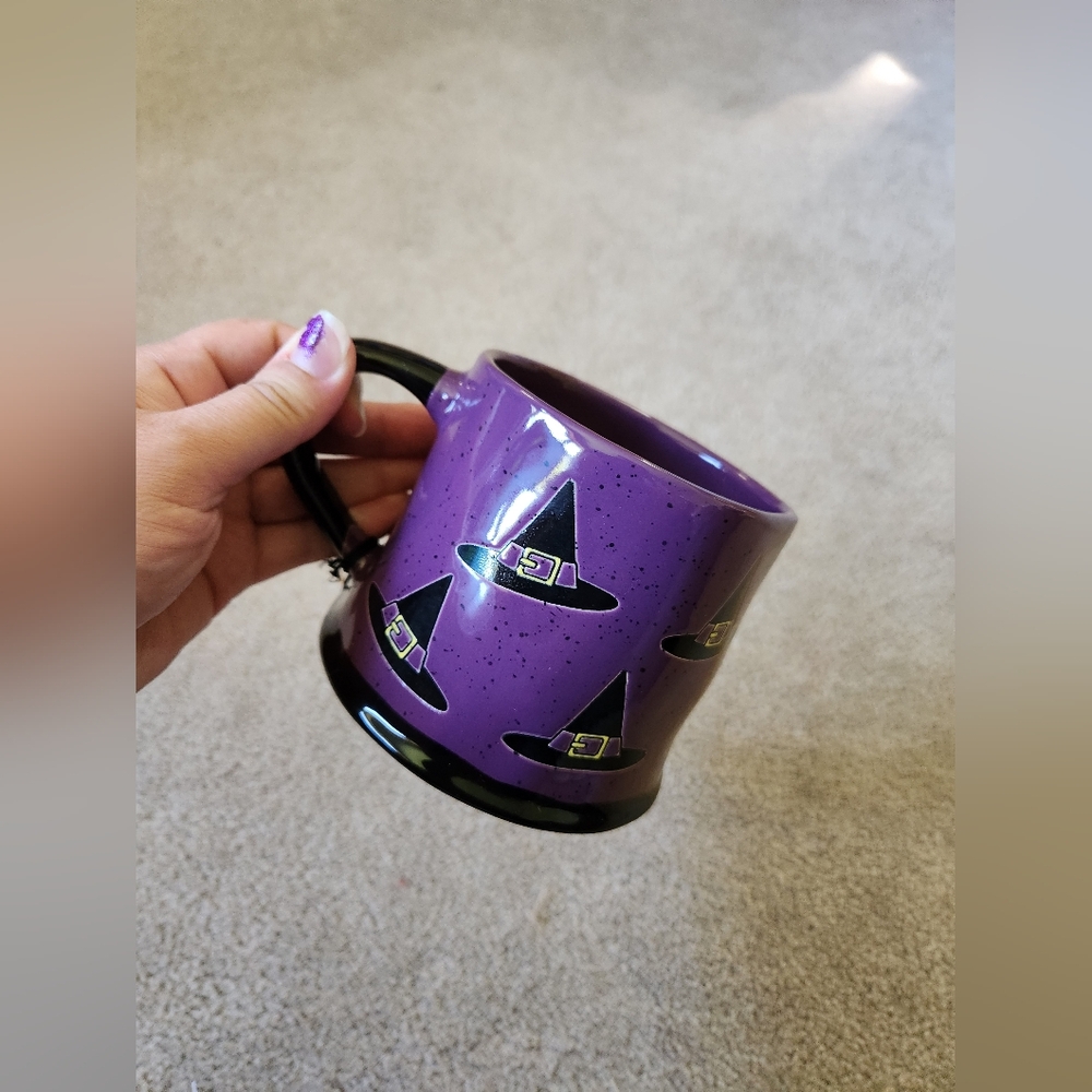 Halloween Witch Hat Mug Purple Black NWT